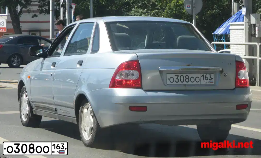 Фото автомобиля LADA 2170 PRIORA, 2007 — госномер О308ОО163. Цвет: СЕРЕБРИСТО-ГОЛУБОЙ