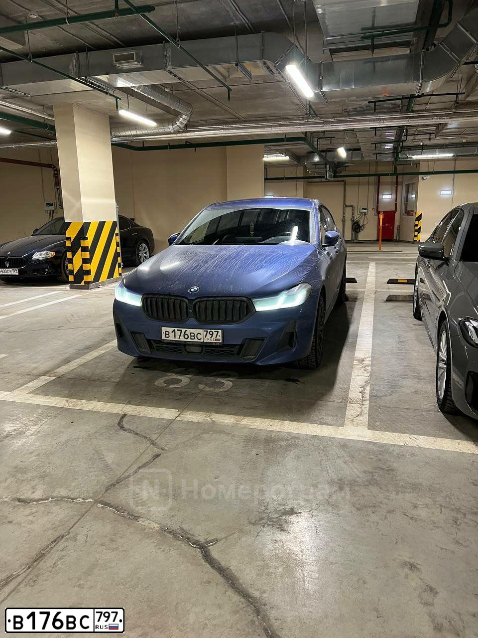 Фото автомобиля BMW 630DXDRIVE, 2020 — госномер В176ВС797. Цвет: синий
