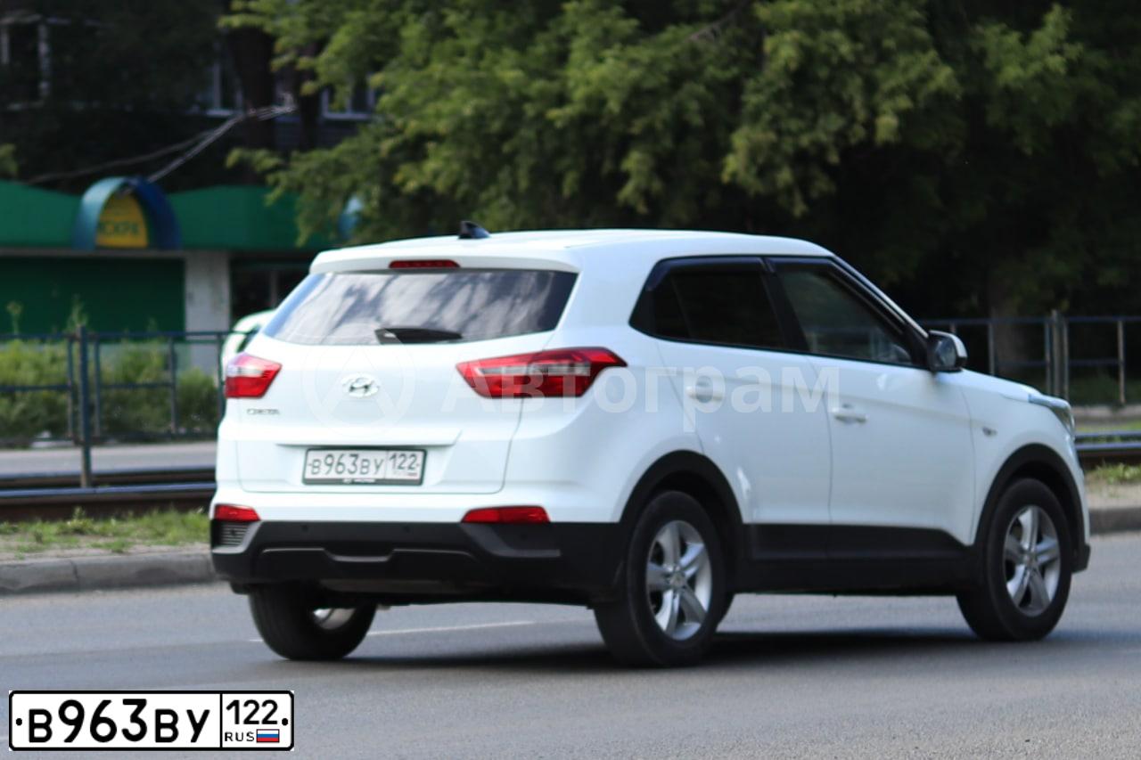 Фото автомобиля HYUNDAI CRETA, 2017 — госномер В963ВУ122. Цвет: Белый