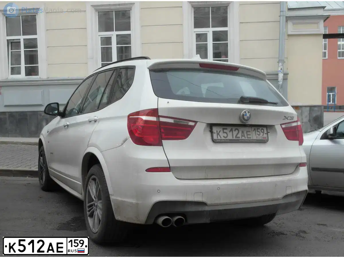Фото автомобиля BMW X3, 2014 — госномер К512АЕ159. Цвет: БЕЛЫЙ