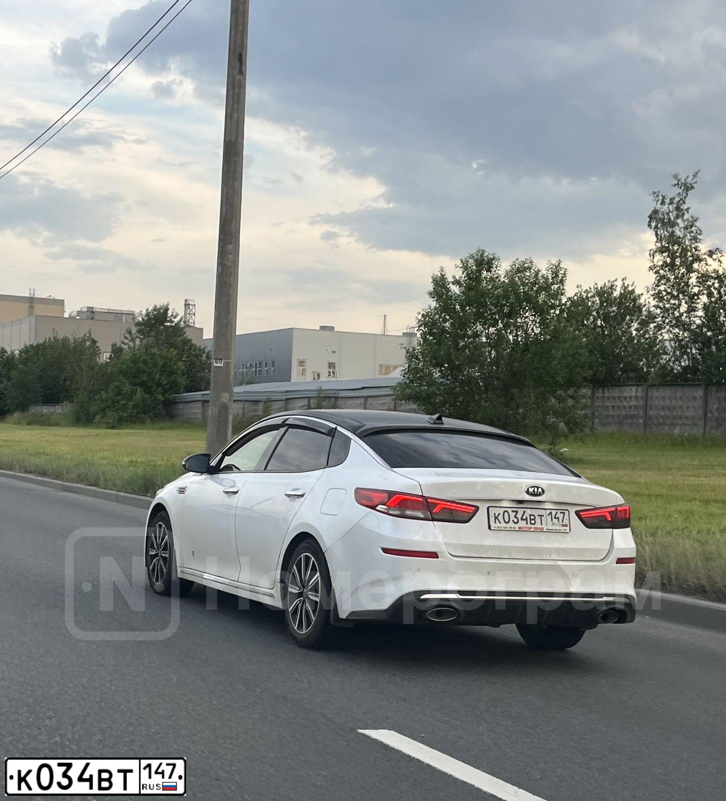 Фото автомобиля KIA MAGENTIS / OPTIMA, 2019 — госномер К034ВТ147. Цвет: Белый