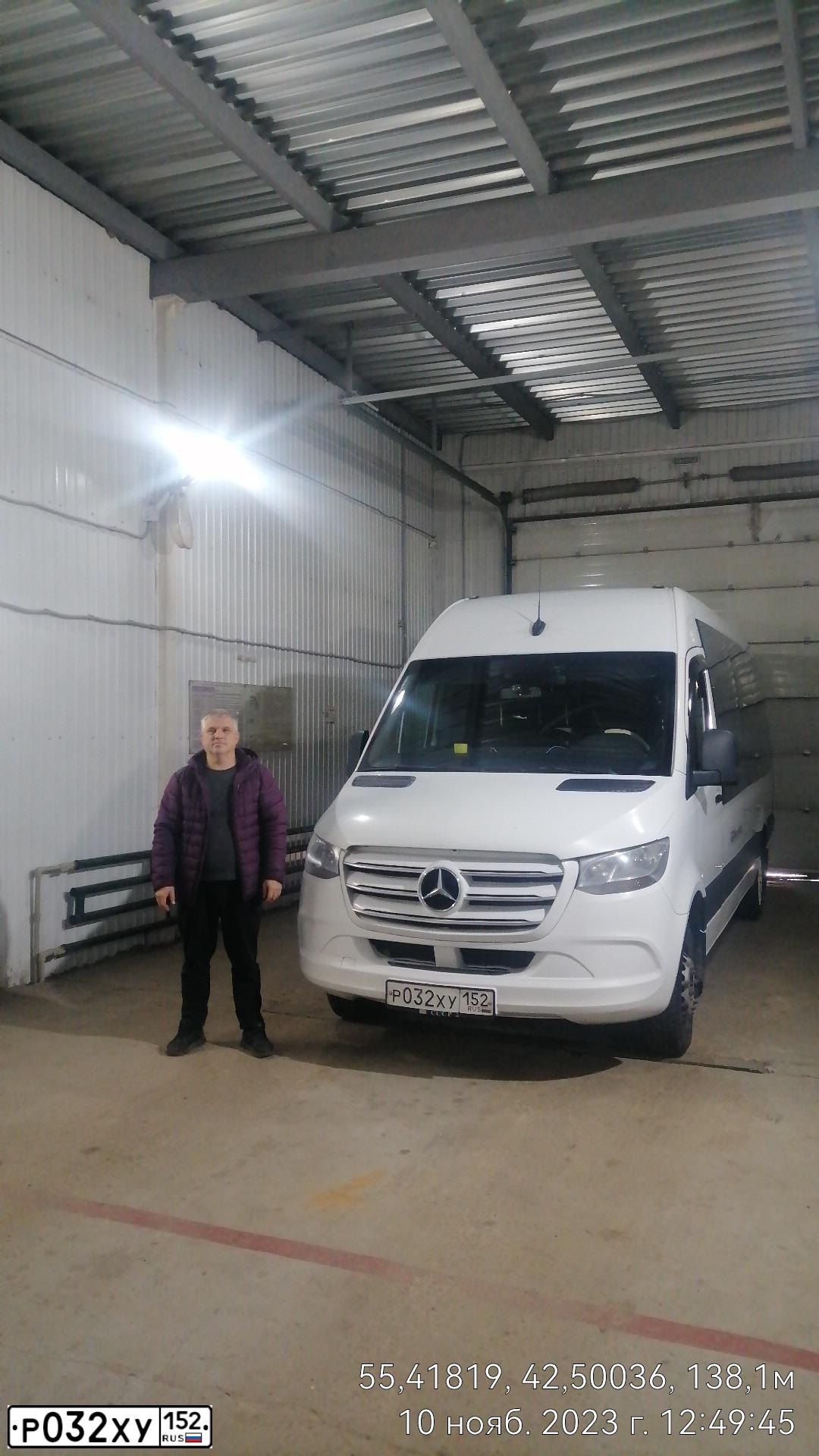 Фото автомобиля MERCEDES SPRINTER, 2019 — госномер Р032ХУ152. Цвет: БЕЛЫЙ