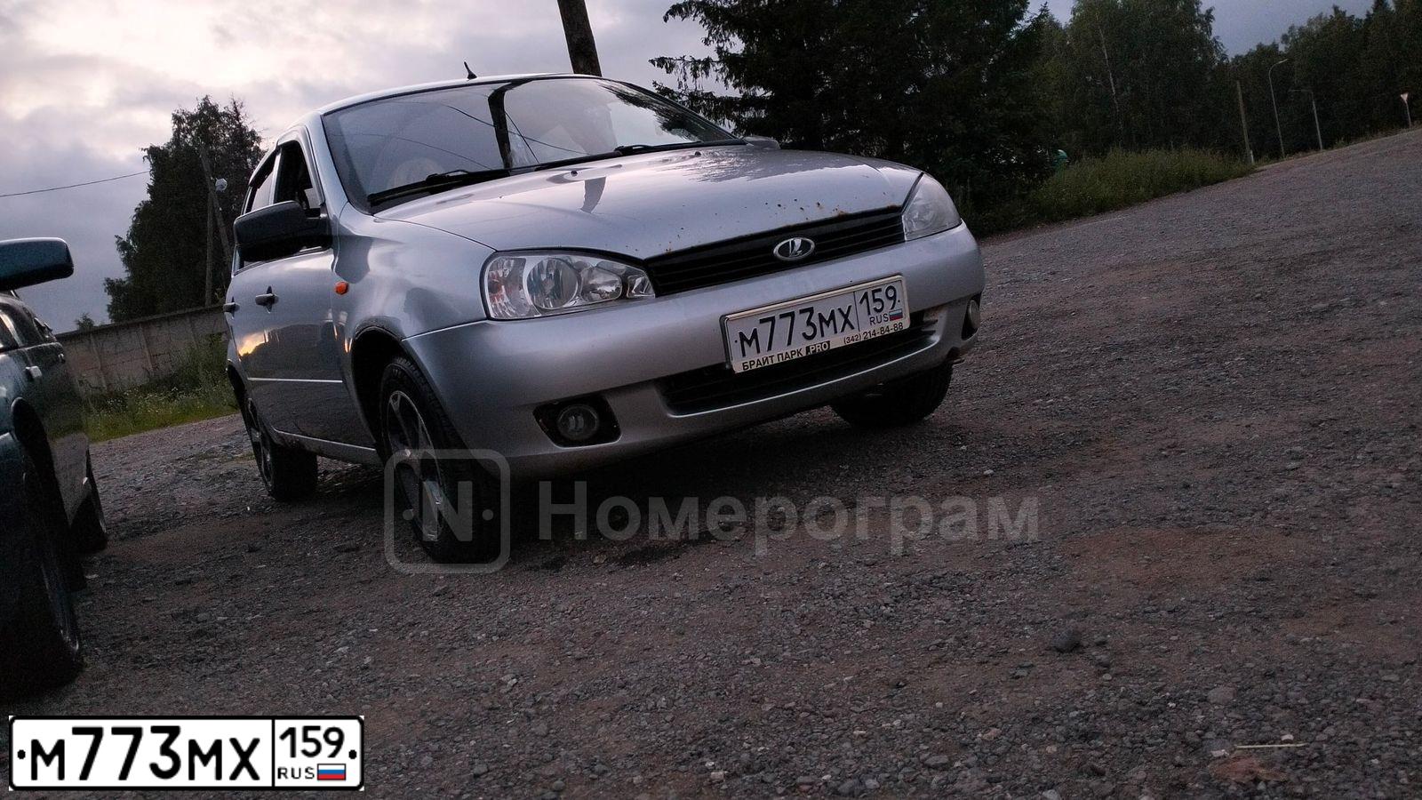 Фото автомобиля LADA 1119 KALINA, 2012 — госномер М773МХ159. Цвет: Серебристый