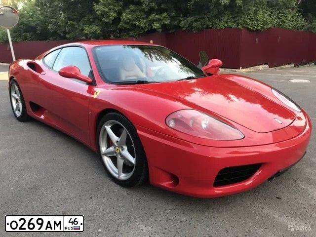 Фото автомобиля FERRARI 360, 2000 — госномер Е046ЕК46. Цвет: КРАСНЫЙ