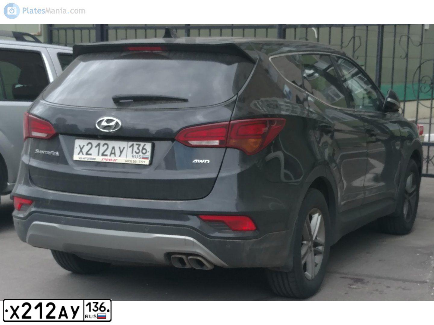 Фото автомобиля HYUNDAI SANTA FE, 2017 — госномер О009АО136. Цвет: ЧЕРНЫЙ