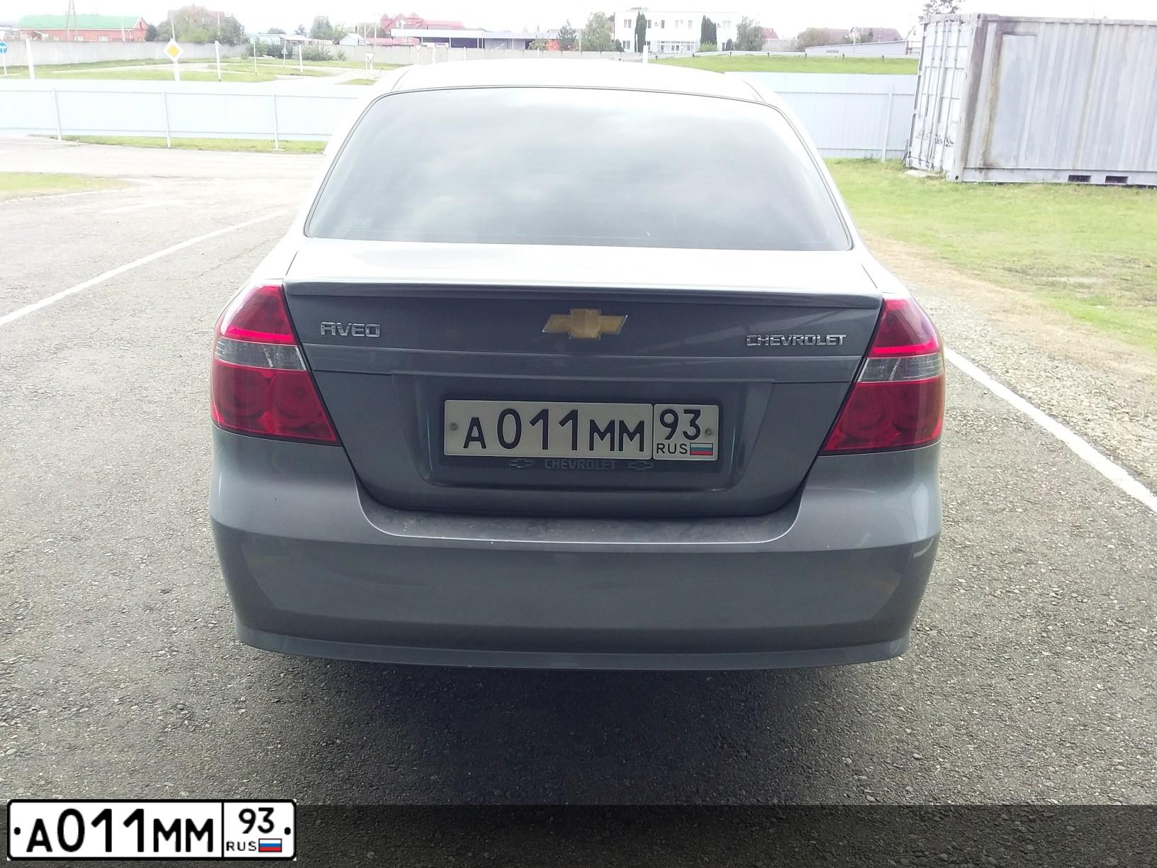 Фото автомобиля CHEVROLET AVEO, 2007 — госномер А011ММ93. Цвет: СЕРЫЙ