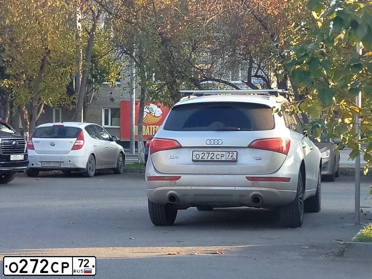 Фото автомобиля AUDI Q5, 2011 — госномер О272СР72. Цвет: серебристый
