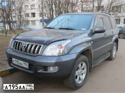 Фото автомобиля TOYOTA LANDCRUISER, 2008 — госномер А195АА190. Цвет: ТЕМНО-СЕРЫЙ