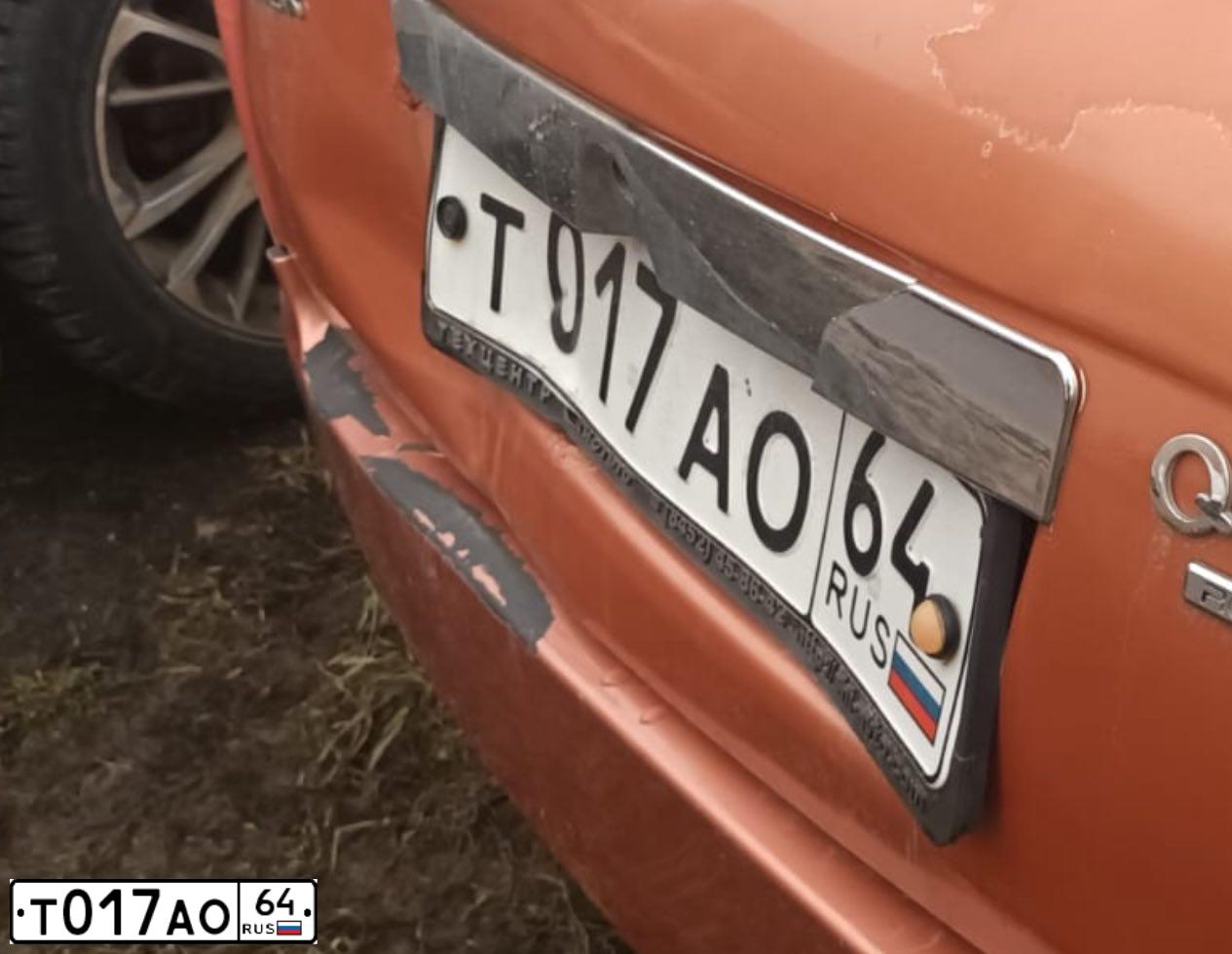 Фото автомобиля CHERY QQ6 /S21/, 2009 — госномер Т017АО64. Цвет: ОРАНЖЕВЫЙ