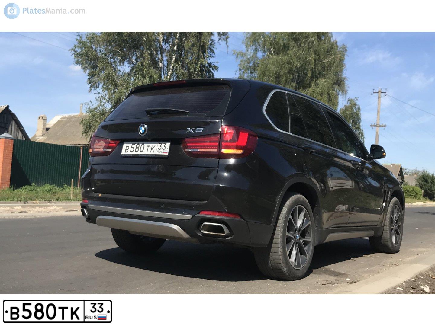 Фото автомобиля BMW X5, 2017 — госномер В580ТК33. Цвет: ЧЕРНЫЙ