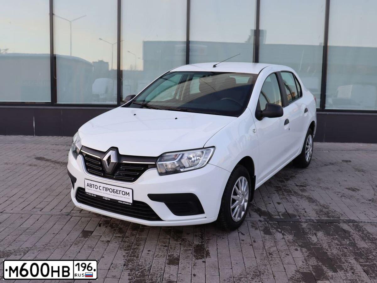 Фото автомобиля RENAULT LOGAN, 2019 — госномер Е102ЕВ774. Цвет: Белый