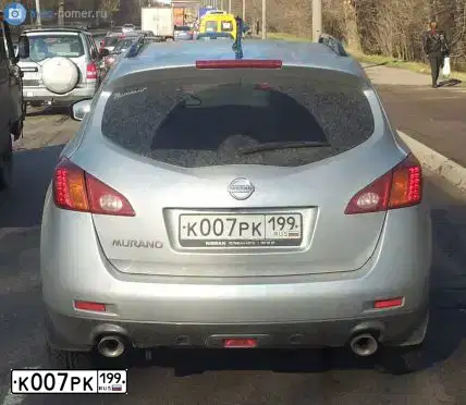 Фото автомобиля NISSAN MURANO, 2008 — госномер К007РК199. Цвет: СЕРЫЙ МЕТАЛЛИК