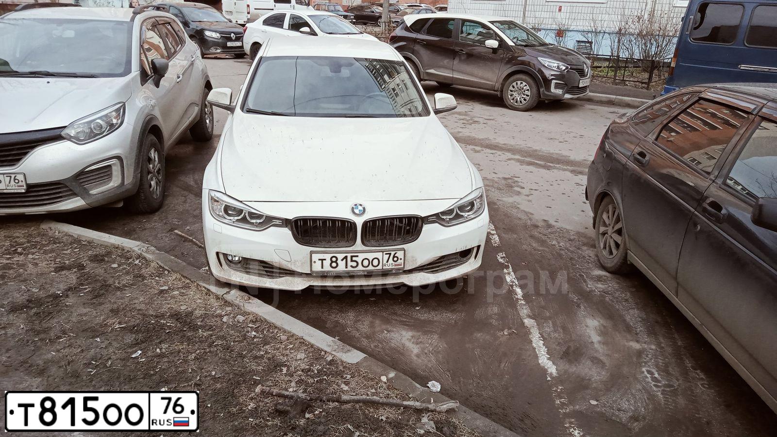Фото автомобиля BMW SERIE 3, 2014 — госномер Т815ОО76. Цвет: Белый