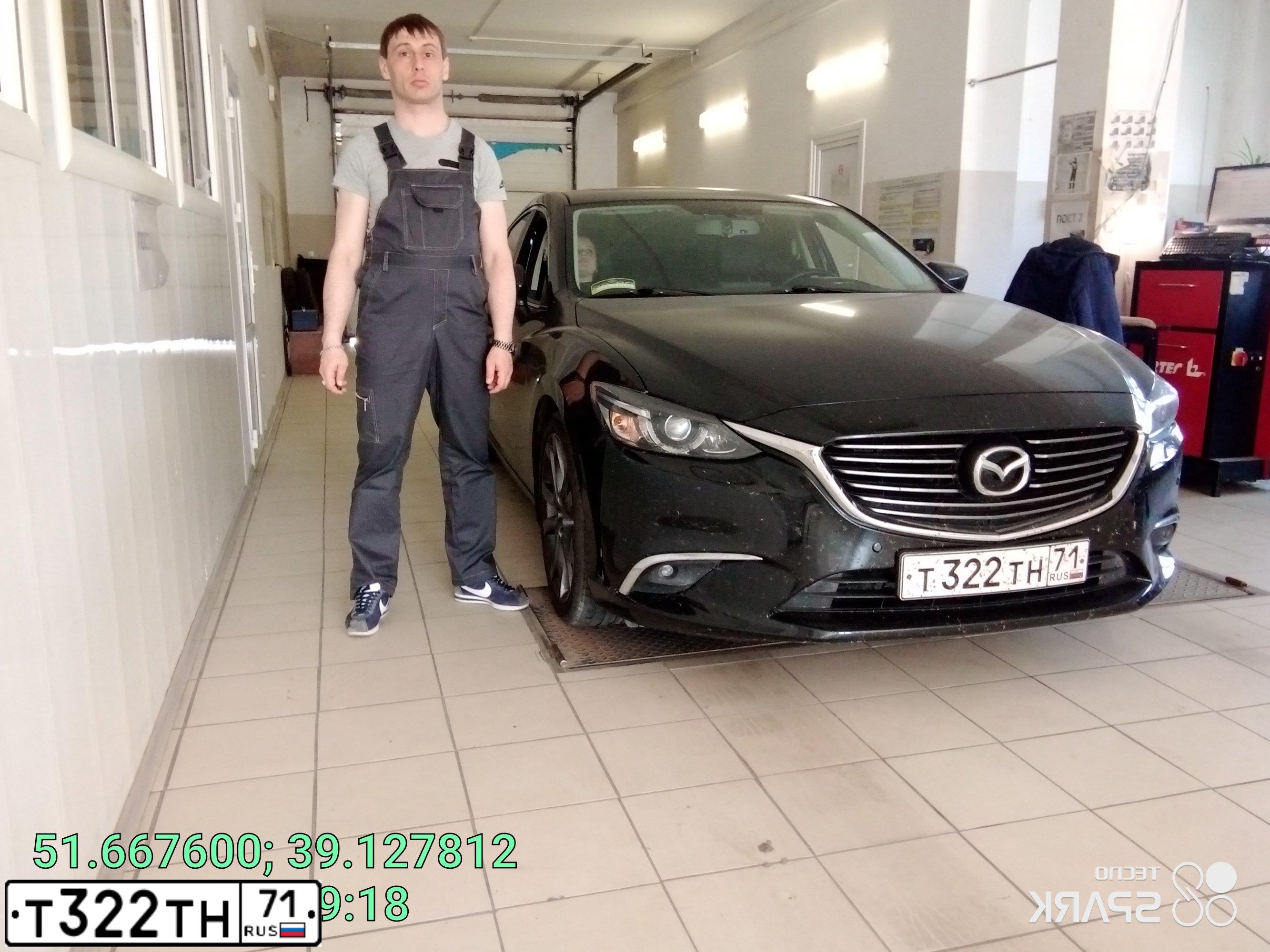 Фото автомобиля MAZDA 6, 2015 — госномер Е813КВ136. Цвет: ЧЕРНЫЙ