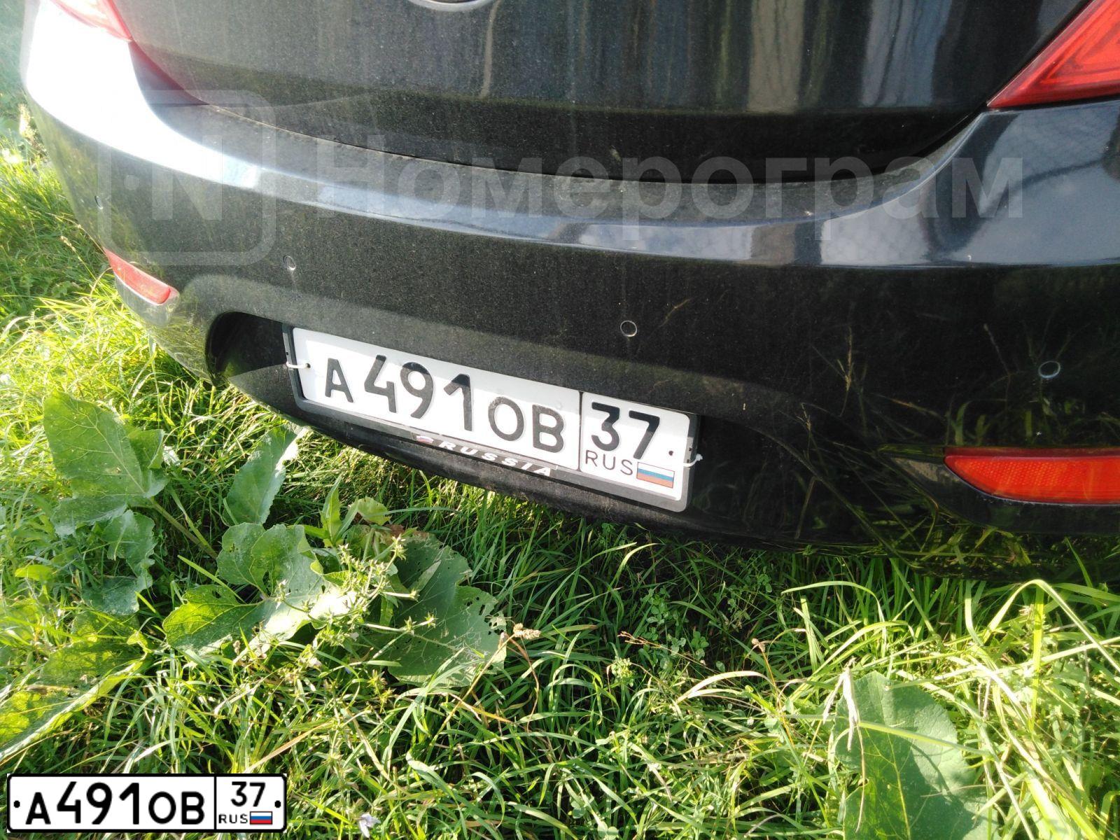 Фото автомобиля HYUNDAI SOLARIS, 2012 — госномер А491ОВ37. Цвет: ЧЕРНЫЙ