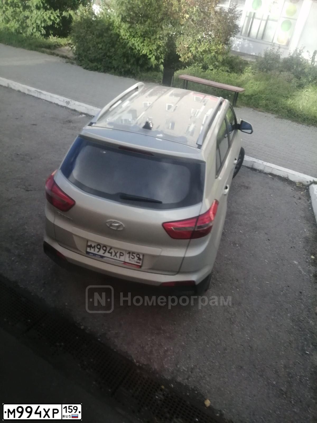Фото автомобиля HYUNDAI CRETA, 2020 — госномер М994ХР159. Цвет: СЕРЫЙ