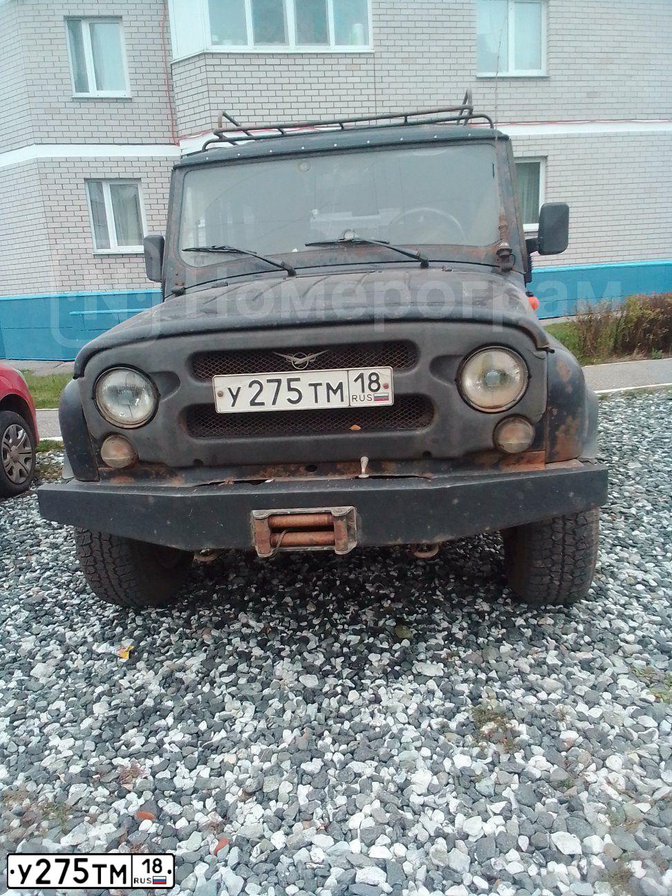 Фото автомобиля UAZ 3151 / HUNTER, 2007 — госномер У275ТМ18. Цвет: ЧЕРНО-СИНИЙ
