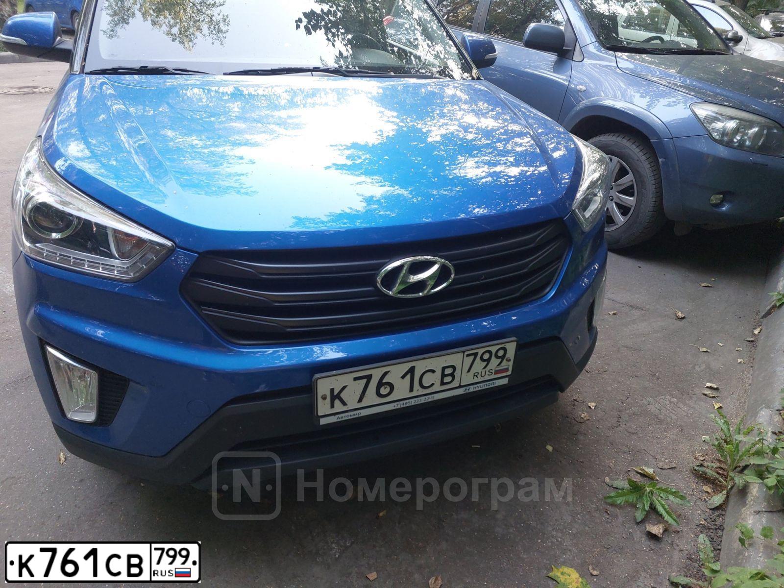 Фото автомобиля HYUNDAI CRETA, 2019 — госномер К761СВ799. Цвет: СИНИЙ