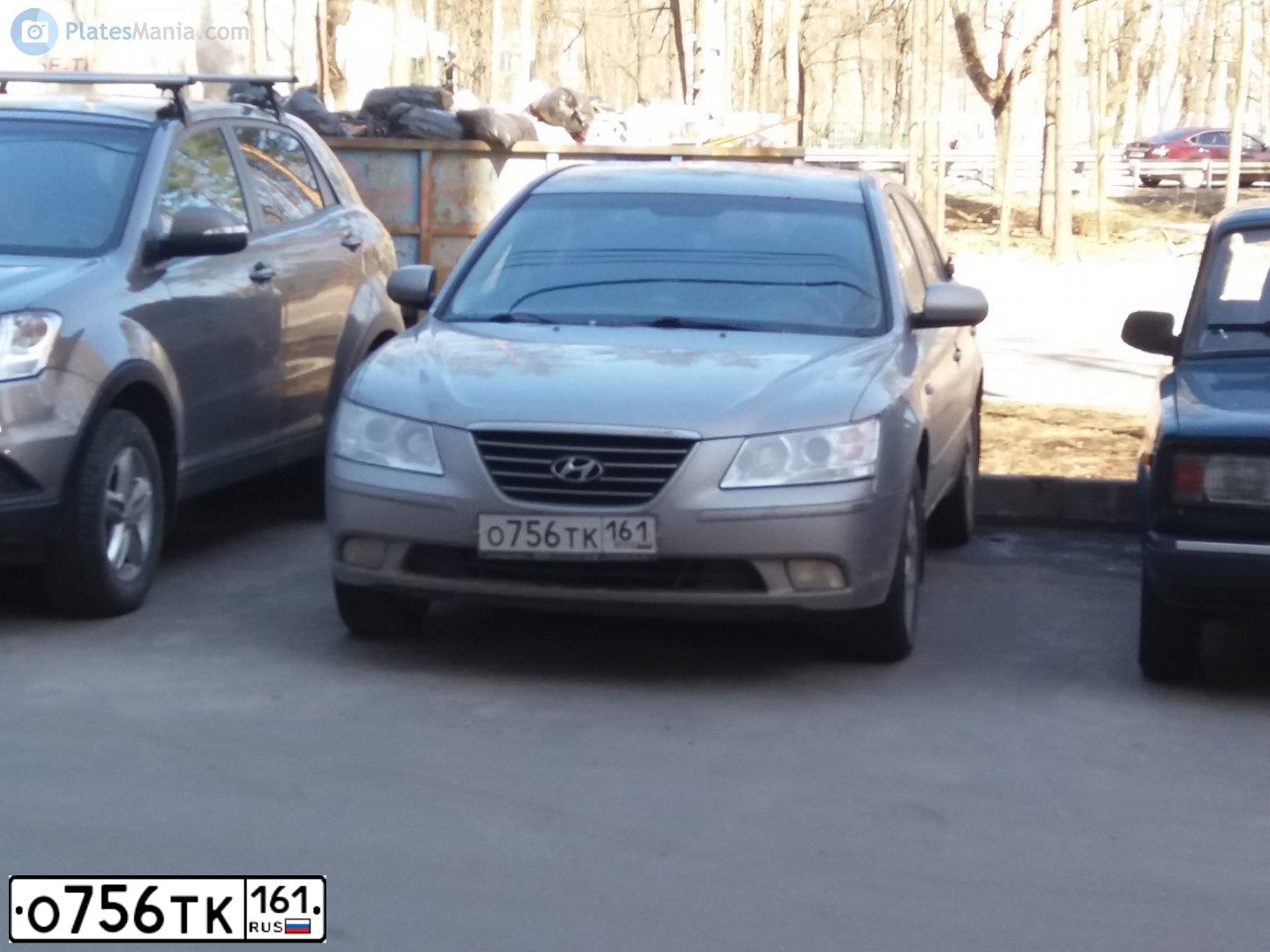 Фото автомобиля HYUNDAI SONATA, 2010 — госномер О756ТК161. Цвет: СЕРЫЙ