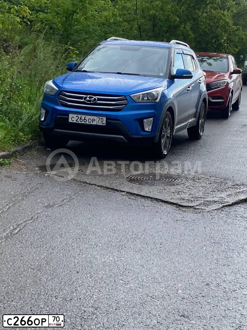 Фото автомобиля HYUNDAI CRETA, 2017 — госномер Т054МВ977. Цвет: синий