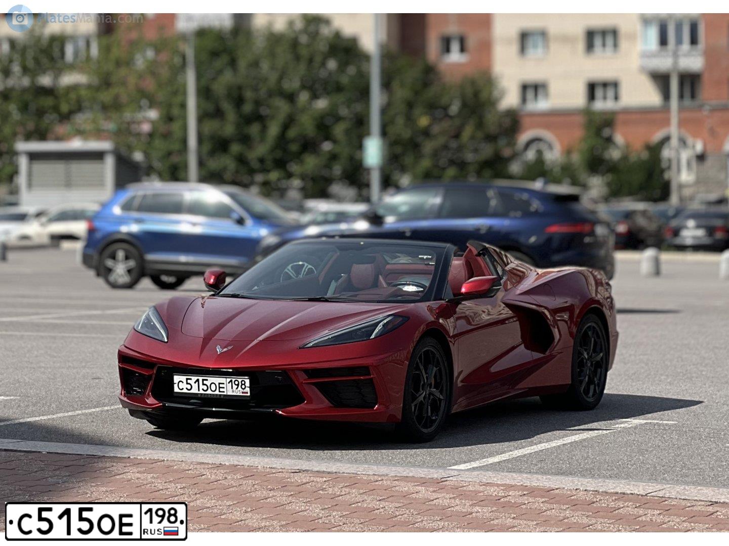 Фото автомобиля CHEVROLET CORVETTE, 2020 — госномер С515ОЕ198. Цвет: Красный