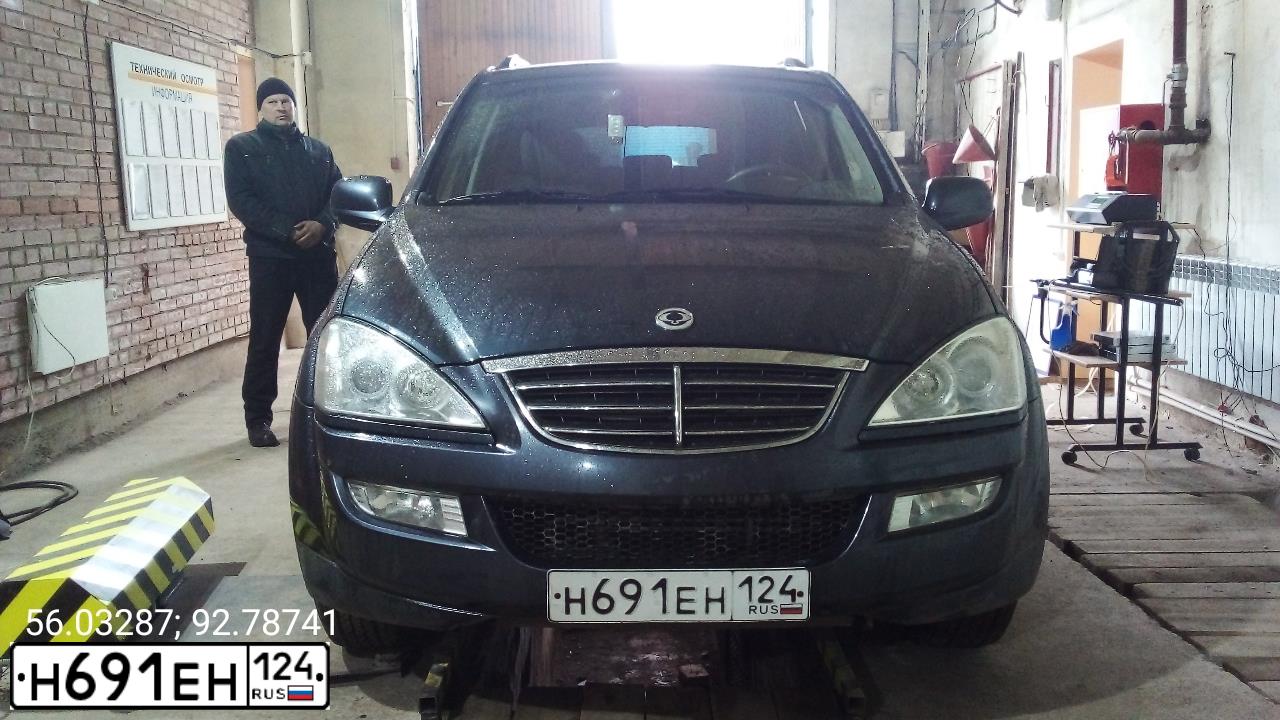 Фото автомобиля SSANGYONG KYRON, 2011 — госномер Н691ЕН124. Цвет: СЕРЫЙ