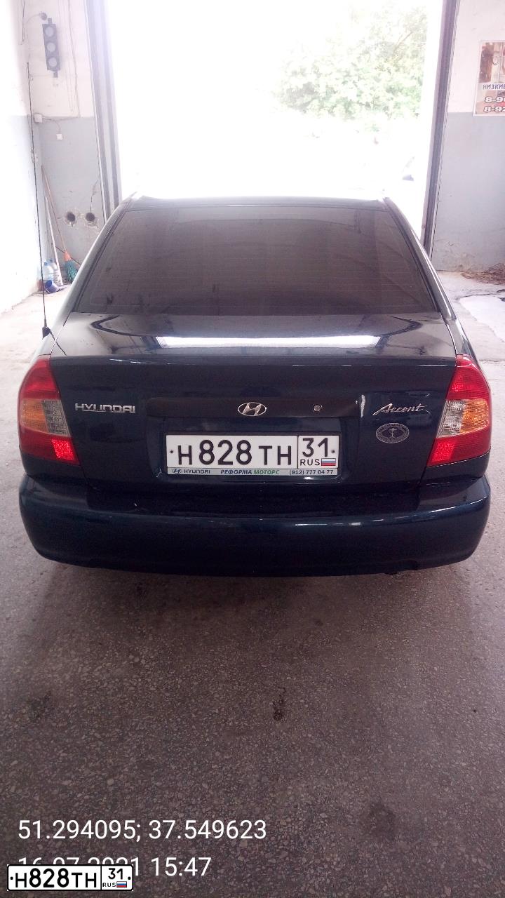 Фото автомобиля TAGAZ ACCENT, 2007 — госномер Н828ТН31. Цвет: СИНИЙ