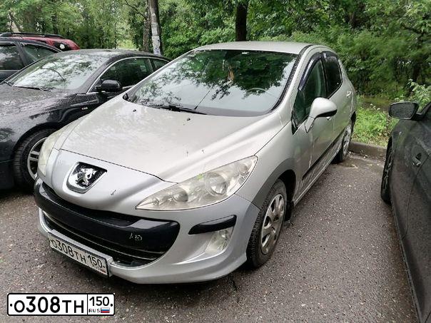 Фото автомобиля PEUGEOT 308, 2008 — госномер В489ВН790. Цвет: Серый