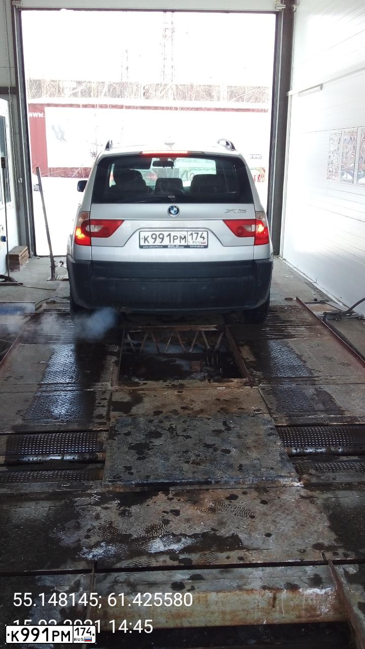 Фото автомобиля BMW X3, 2004 — госномер К911РМ174. Цвет: Серебристый