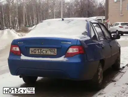 Фото автомобиля DAEWOO NEXIA, 2012 — госномер Н013СУ102. Цвет: СИНЕ-ГЛАЗУРИСТЫЙ