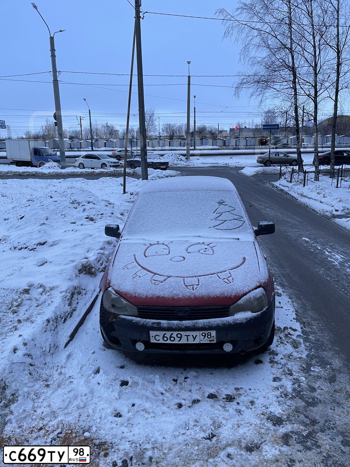 Фото автомобиля LADA 1119 KALINA, 2007 — госномер С669ТУ98. Цвет: СЕРЕБРИСТО-КРАСНЫЙ