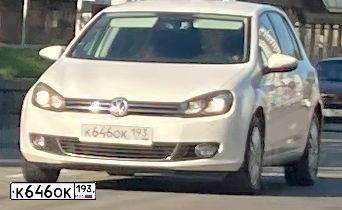 Фото автомобиля VOLKSWAGEN GOLF, 2010 — госномер К646ОК193. Цвет: БЕЛЫЙ