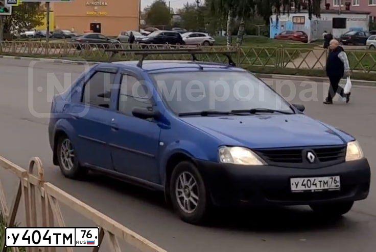 Фото автомобиля RENAULT LOGAN, 2007 — госномер У404ТМ76. Цвет: СИНИЙ