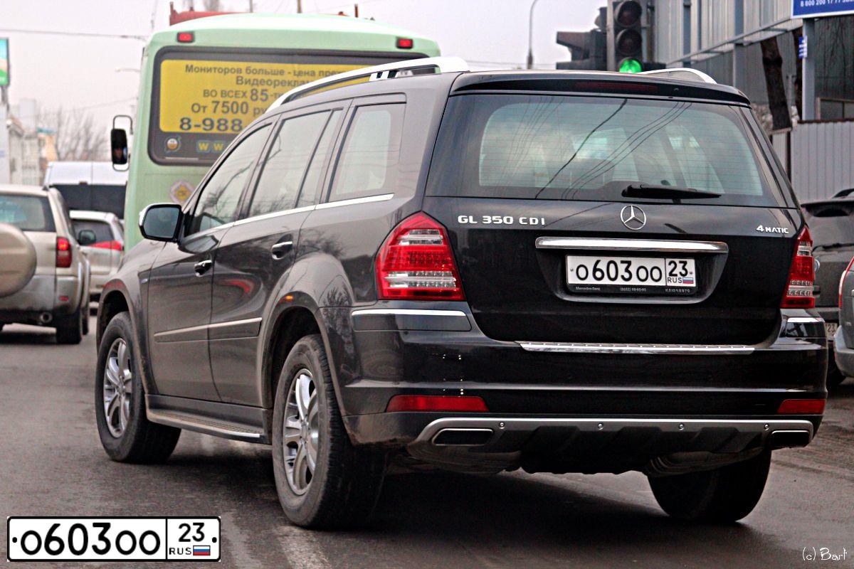 Фото автомобиля MERCEDES GL-KLASSE, 2010 — госномер О603ОО23. Цвет: ЧЕРНЫЙ