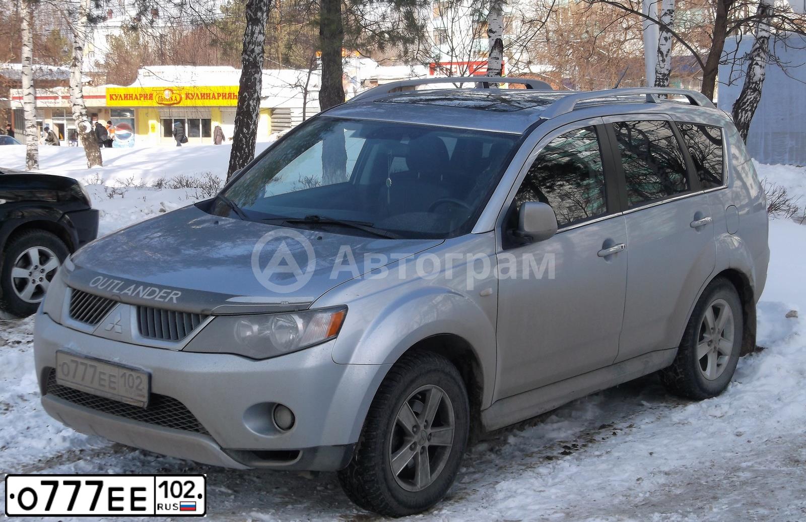 Фото автомобиля MITSUBISHI OUTLANDER, 2008 — госномер О777ЕЕ102. Цвет: СЕРЕБРИСТЫЙ