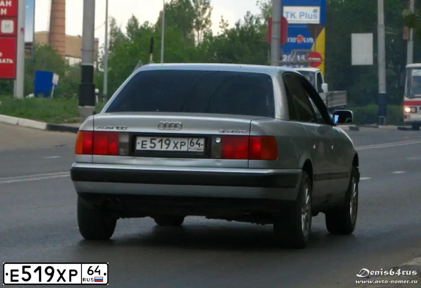 Фото автомобиля AUDI 100, 1991 — госномер Е519ХР64. Цвет: СЕРЕБРИСТЫЙ