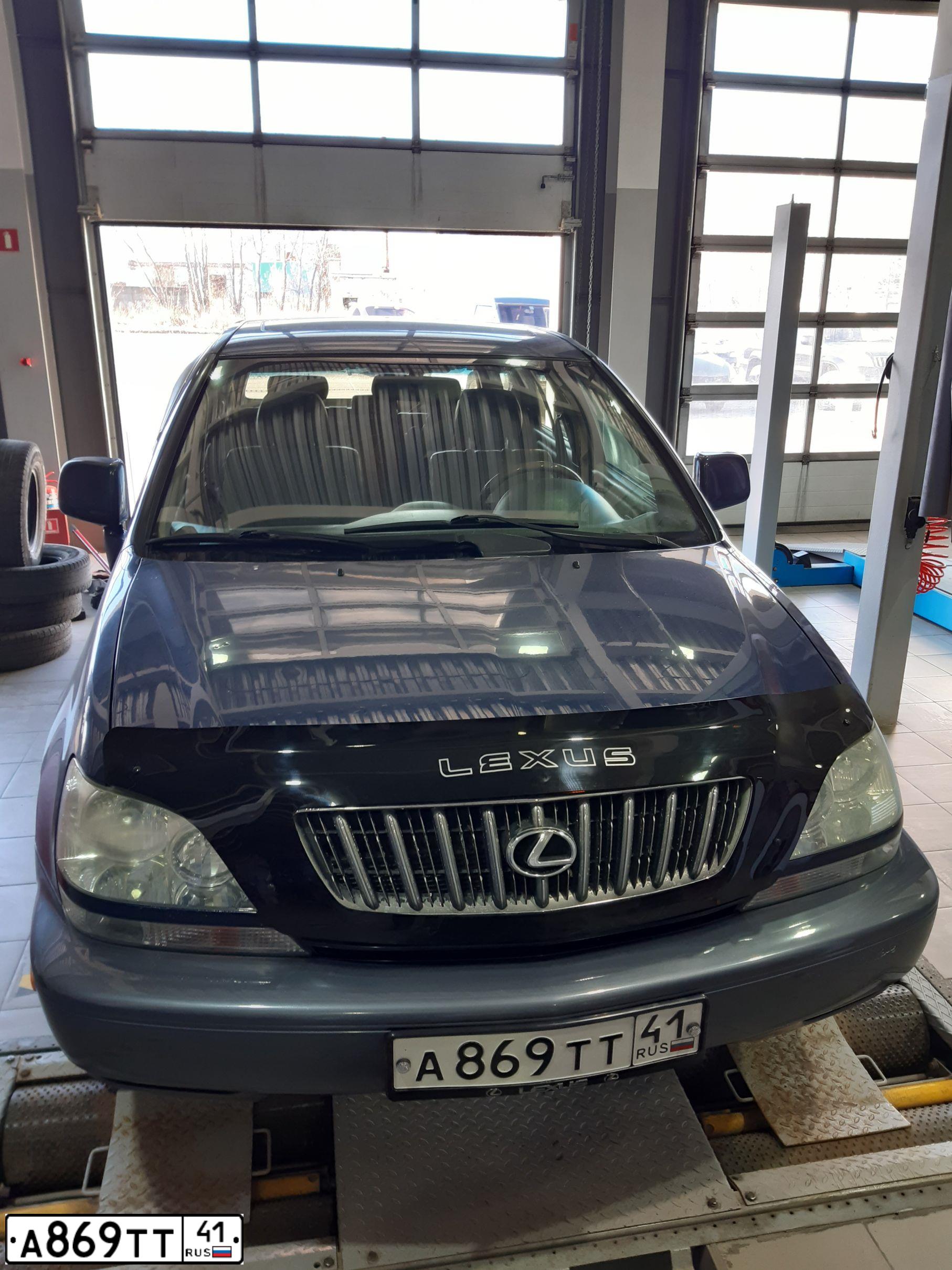 Фото автомобиля LEXUS RX, 2001 — госномер А869ТТ41. Цвет: Темно-синий