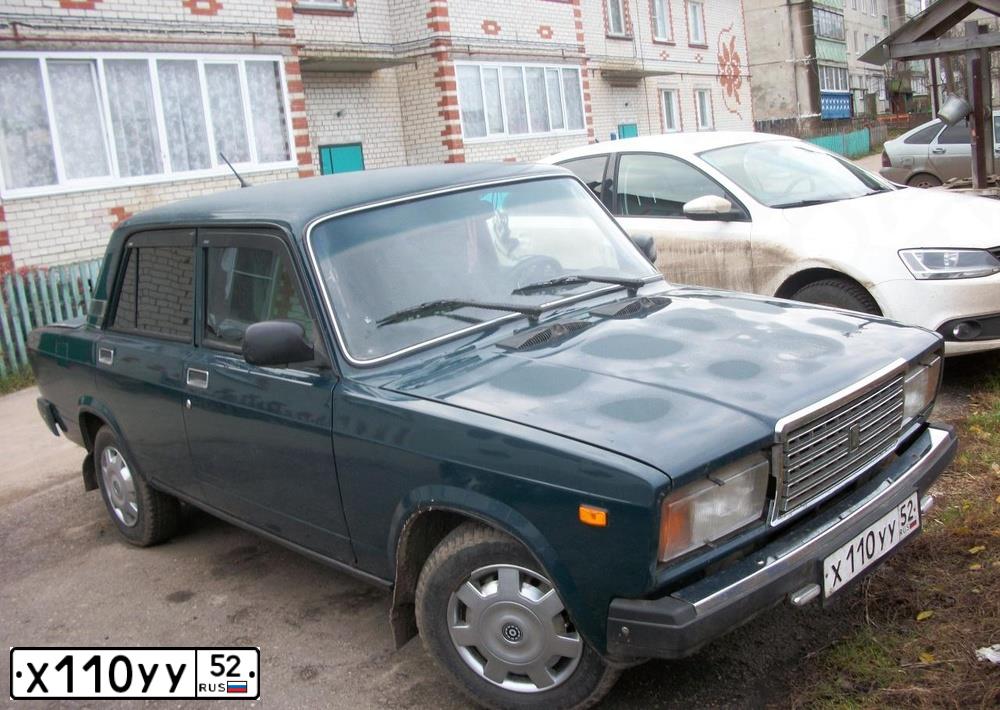 Фото автомобиля LADA 2107, 2007 — госномер Х110УУ52. Цвет: Темно-зеленый