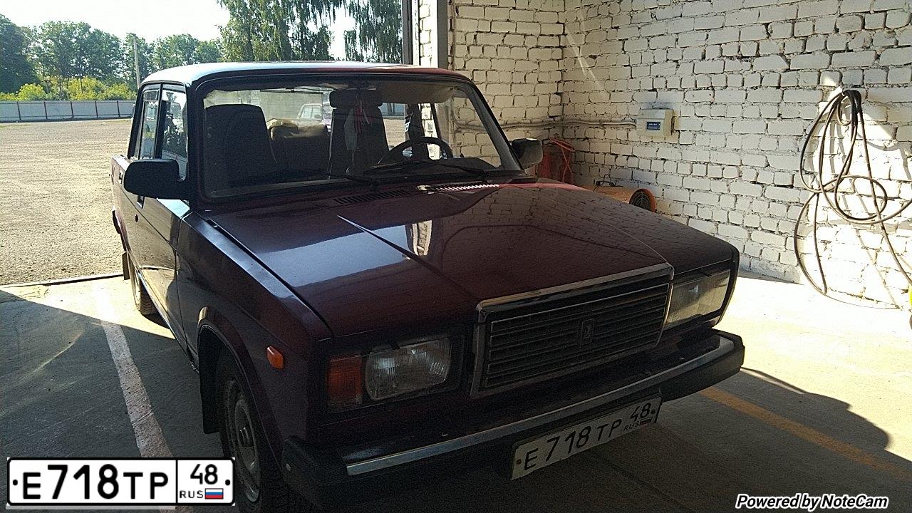 Фото автомобиля LADA 2107, 2001 — госномер Е718ТР48. Цвет: ТЕМНО-ВИШНЕВЫЙ