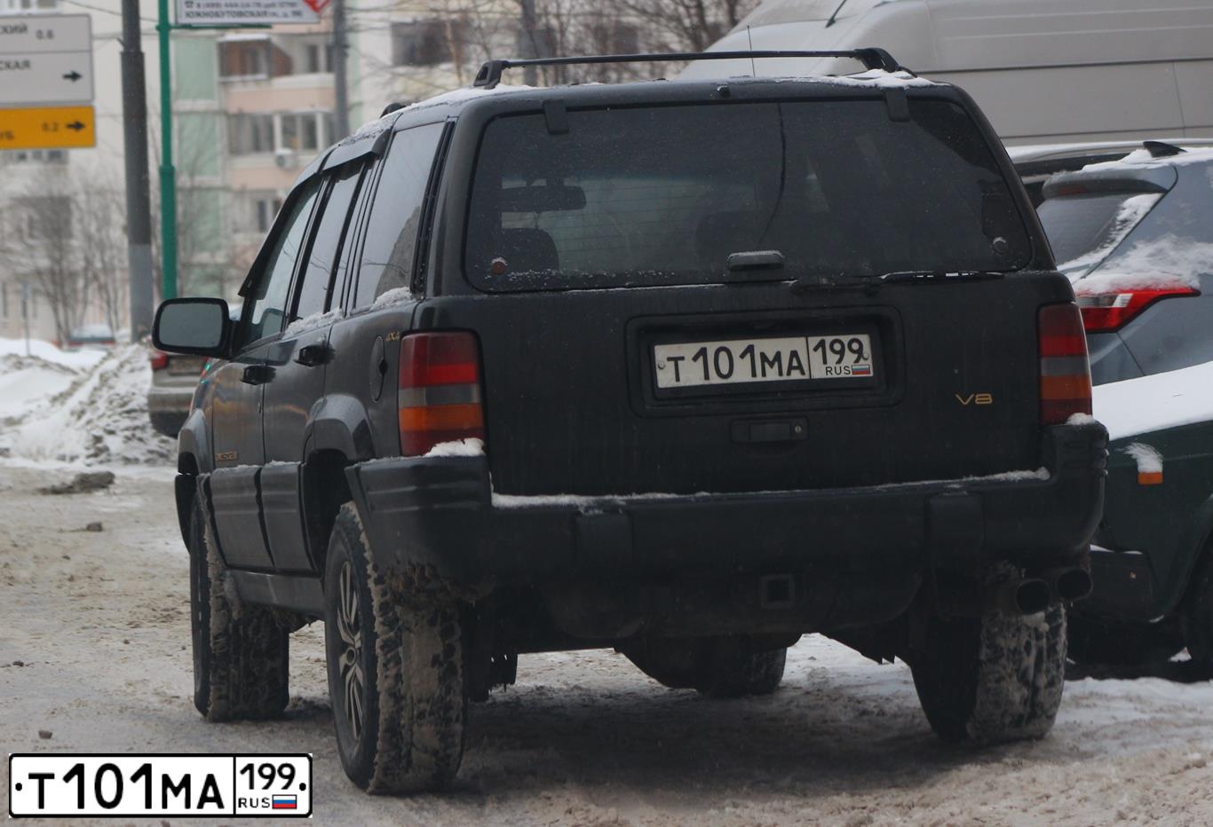 Фото автомобиля JEEP GRAND CHEROKEE, 1996 — госномер Т101МА199. Цвет: ЧЕРНЫЙ