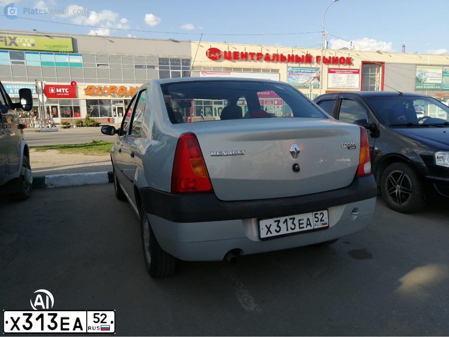 Фото автомобиля RENAULT LOGAN, 2008 — госномер Х313ЕА52. Цвет: СЕРЫЙ