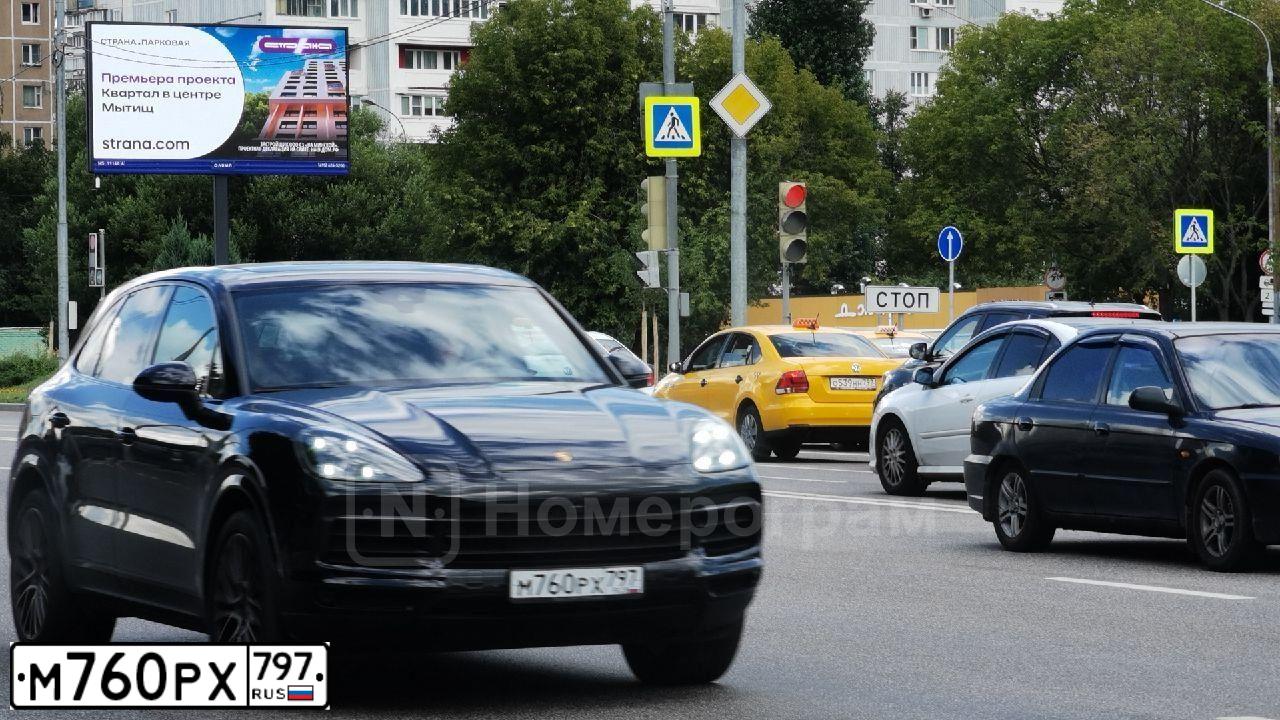 Фото автомобиля PORSCHE CAYENNE, 2021 — госномер М760РХ797. Цвет: ЧЕРНЫЙ