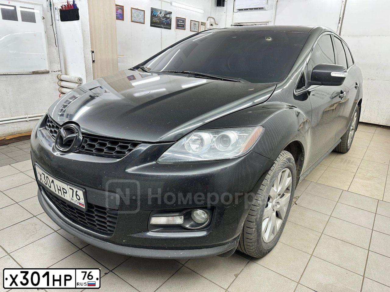 Фото автомобиля MAZDA CX-7, 2008 — госномер Х301НР76. Цвет: ЧЕРНЫЙ