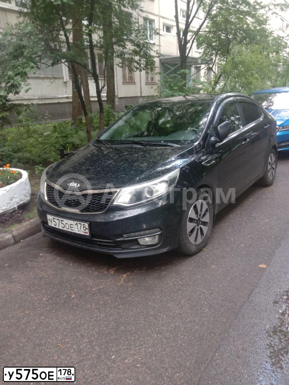Фото автомобиля KIA RIO, 2016 — госномер У575ОЕ178. Цвет: ЧЕРНЫЙ