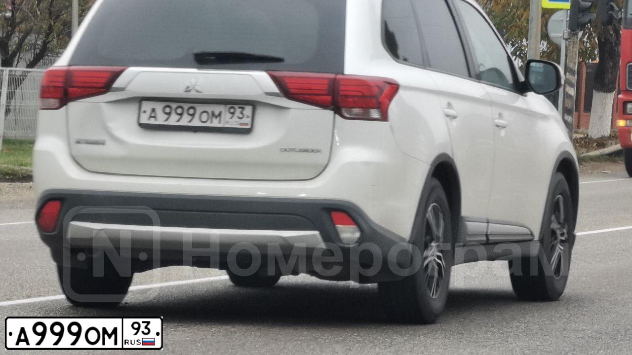Фото автомобиля MITSUBISHI OUTLANDER, 2015 — госномер А999ОМ93. Цвет: БЕЛЫЙ