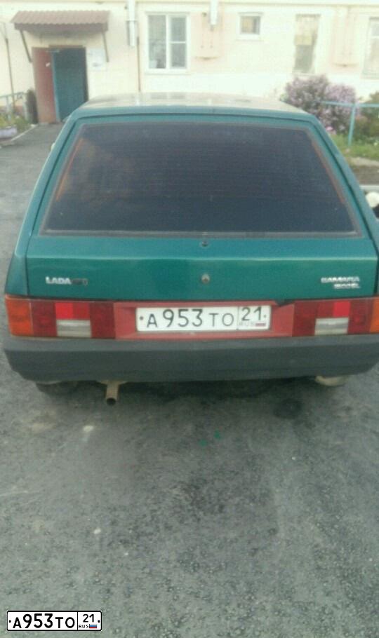 Фото автомобиля LADA 2108 SAMARA, 1998 — госномер А953ТО21. Цвет: ЗЕЛЕНЫЙ