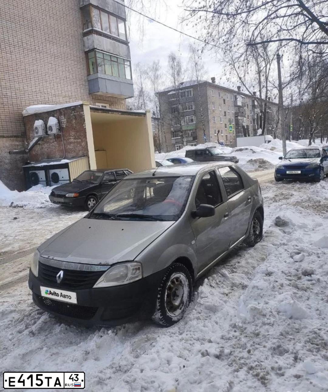 Фото автомобиля RENAULT LOGAN, 2011 — госномер Е415ТА43. Цвет: БЕЖЕВЫЙ