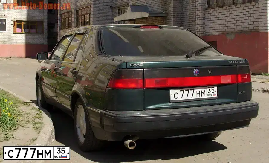 Фото автомобиля SAAB 9000, 1995 — госномер С777НМ35. Цвет: Темно-зеленый