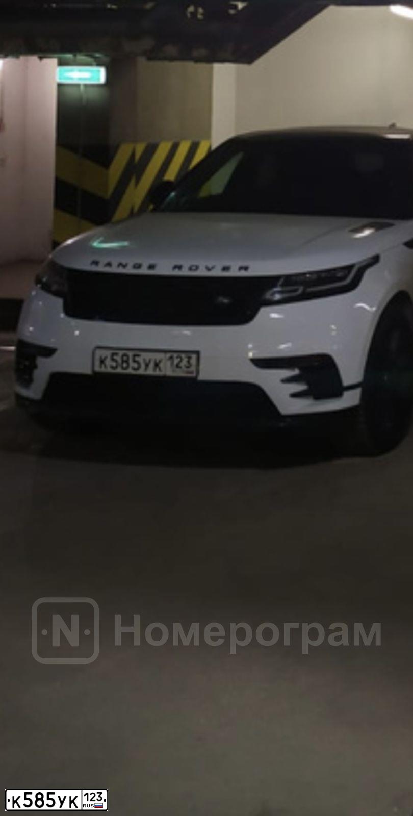 Фото автомобиля LANDROVER RANGE ROVER VELAR, 2018 — госномер К585УК123. Цвет: БЕЛЫЙ