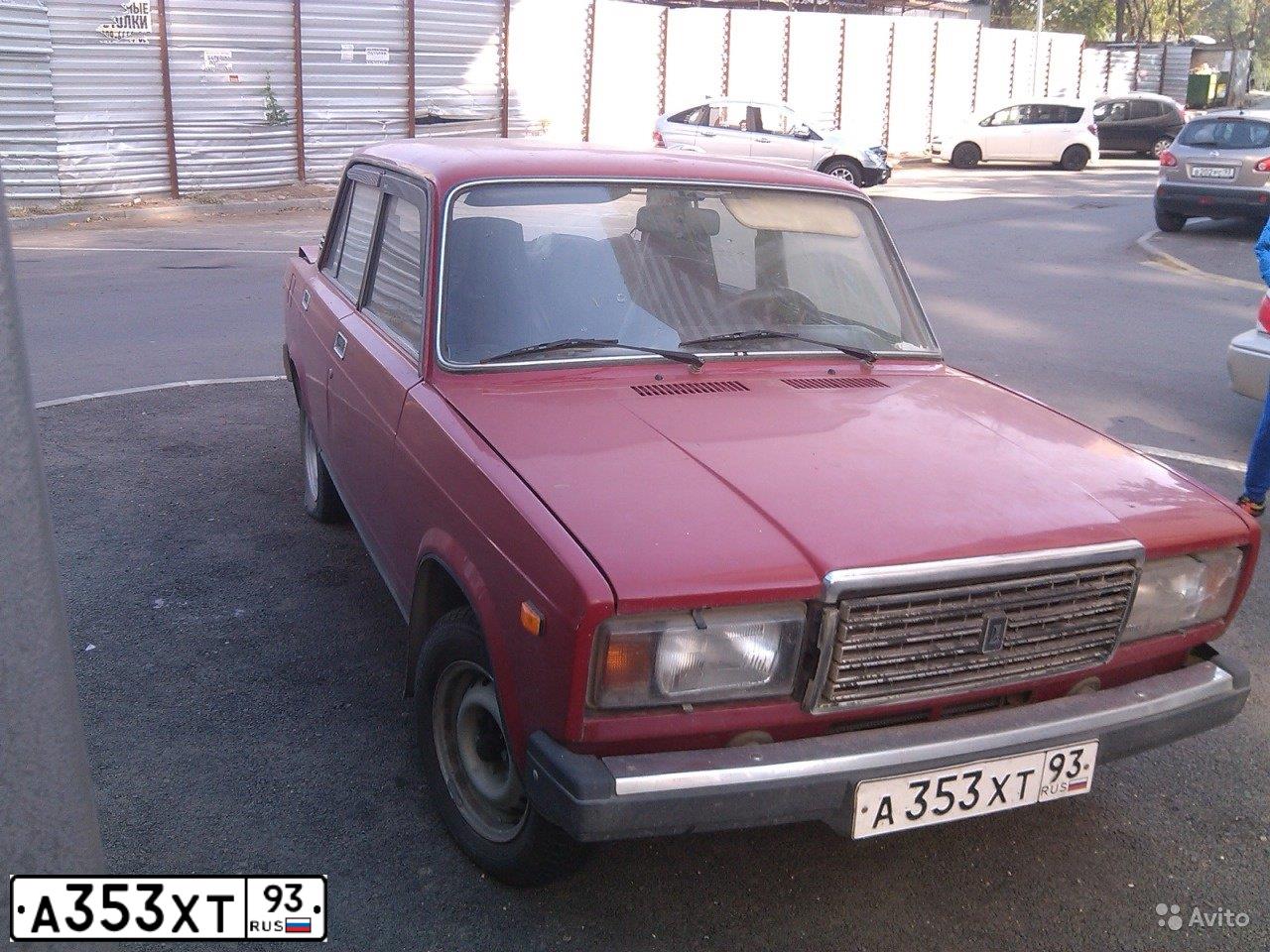 Фото автомобиля LADA 2107, 1993 — госномер А353ХТ93. Цвет: ВИШНЕВЫЙ